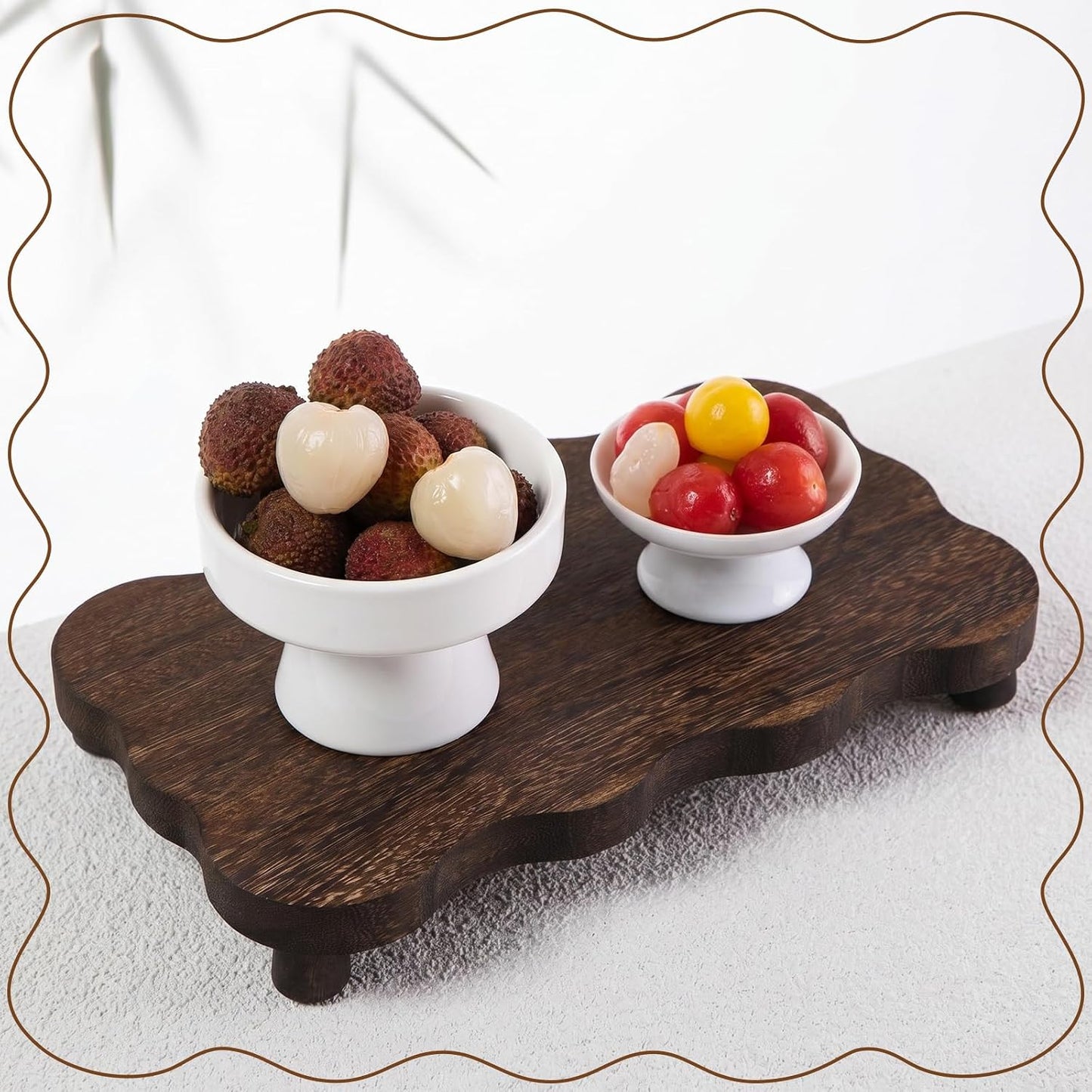 Wood Pedestal Stand Kitchen Soap Tray Farmhouse Wooden Riser Stand / 12 x 7 / Dark Brown