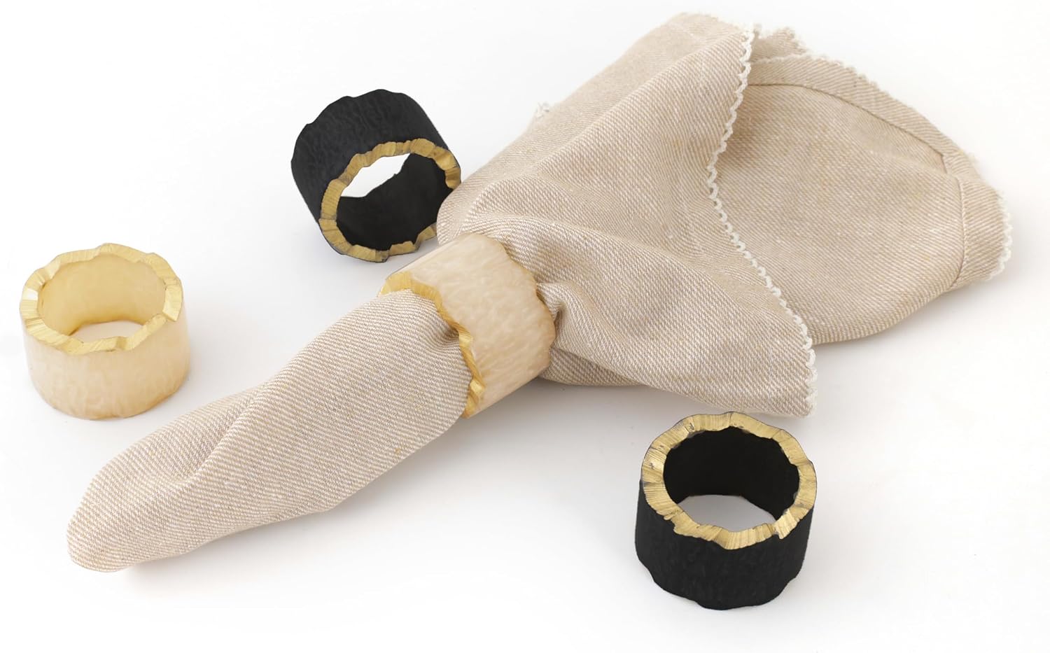 Rustic Epoxy Resin Napkin Rings, Black, 12-Pack | Epoxy resin, set of 12, each 2x2x1 in., smooth finish, reusable