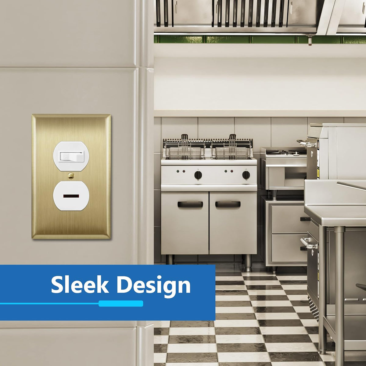 LIDER Duplex Receptacle Metal Wall Plate, Mid-Size 1-Gang 4.88" x 3.11" | Outlet Cover, Stainless Steel, Corrosion