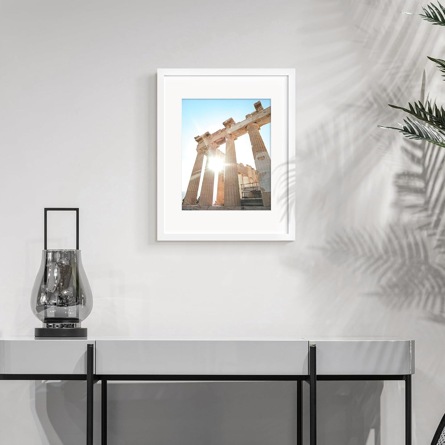 Wiscet Picture Frame Set of 9, 11x14 with Mat or 8x10, White, Classic Design, Engineered Wood, Wall Mount or Tabletop