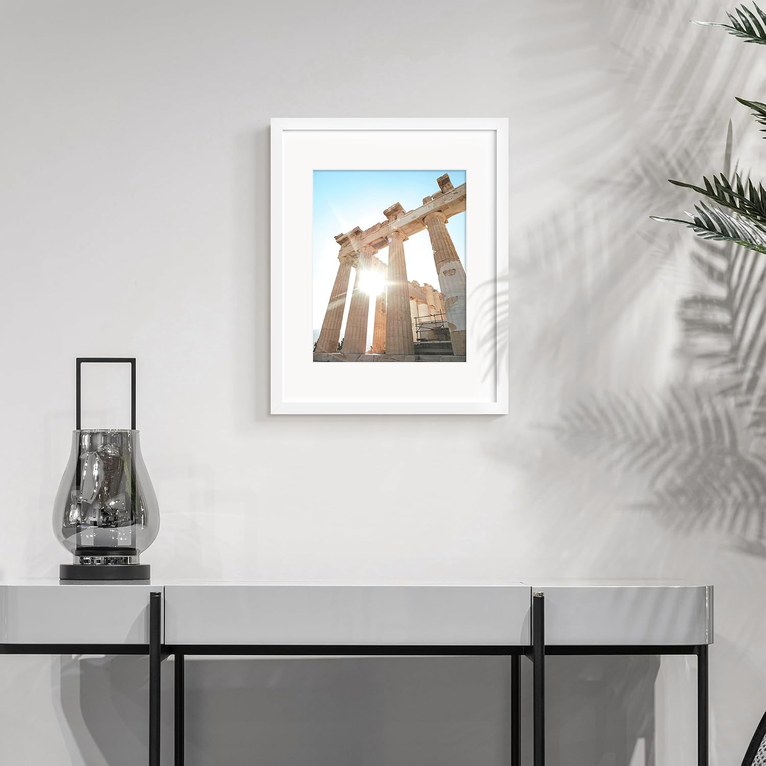 Wiscet Picture Frame Set of 9, 11x14 with Mat or 8x10, White, Classic Design, Engineered Wood, Wall Mount or Tabletop