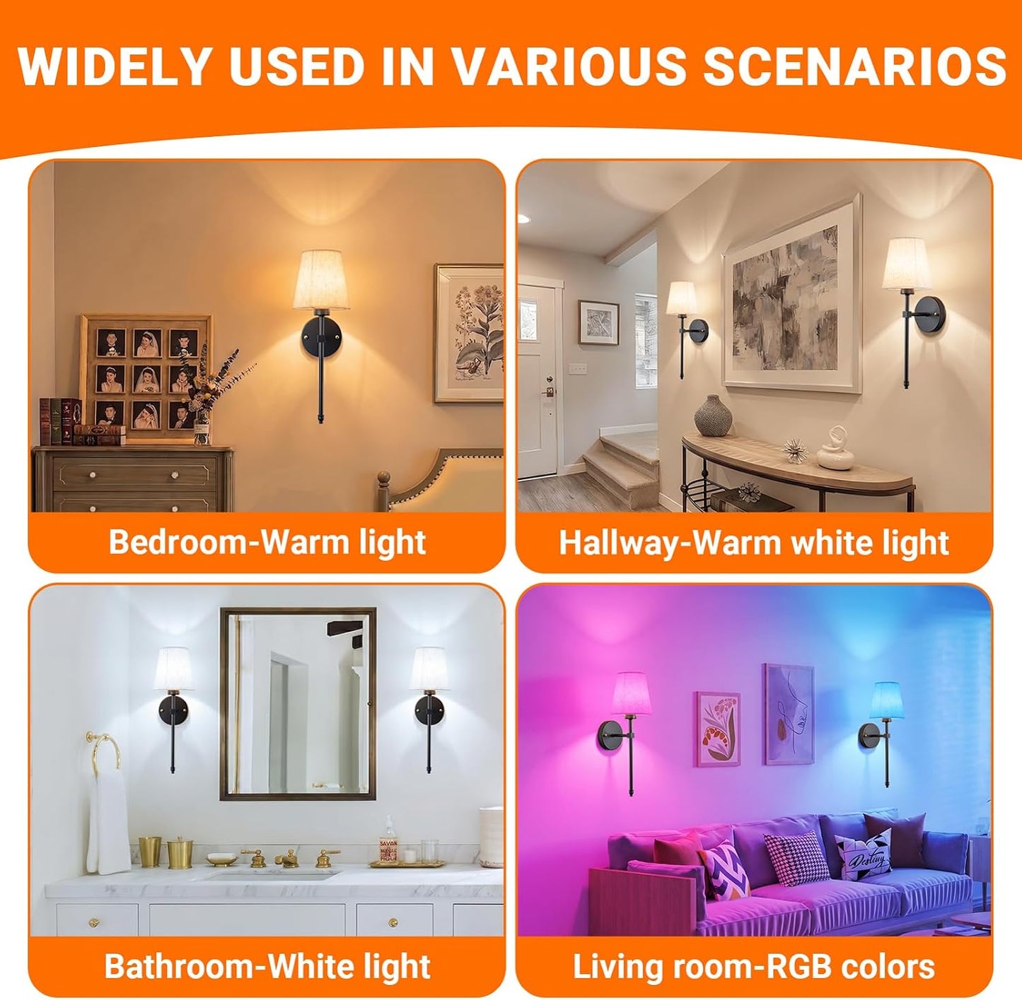 Battery Operated Wall Sconce Set Of Two with Remote Control, Indoor Not Hardwired Dimmable Battery Operated Wall Sconce