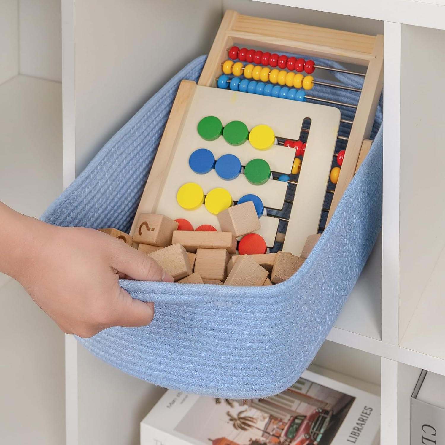 Woven Closet Storage Bin / Blue / 14''x10''x5