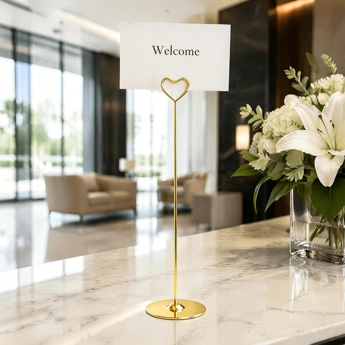 Urban Deco 16PK Gold Table Number Holders 12 Inch Place Card Holders Table Card Holders Steel Card Holders for Photos