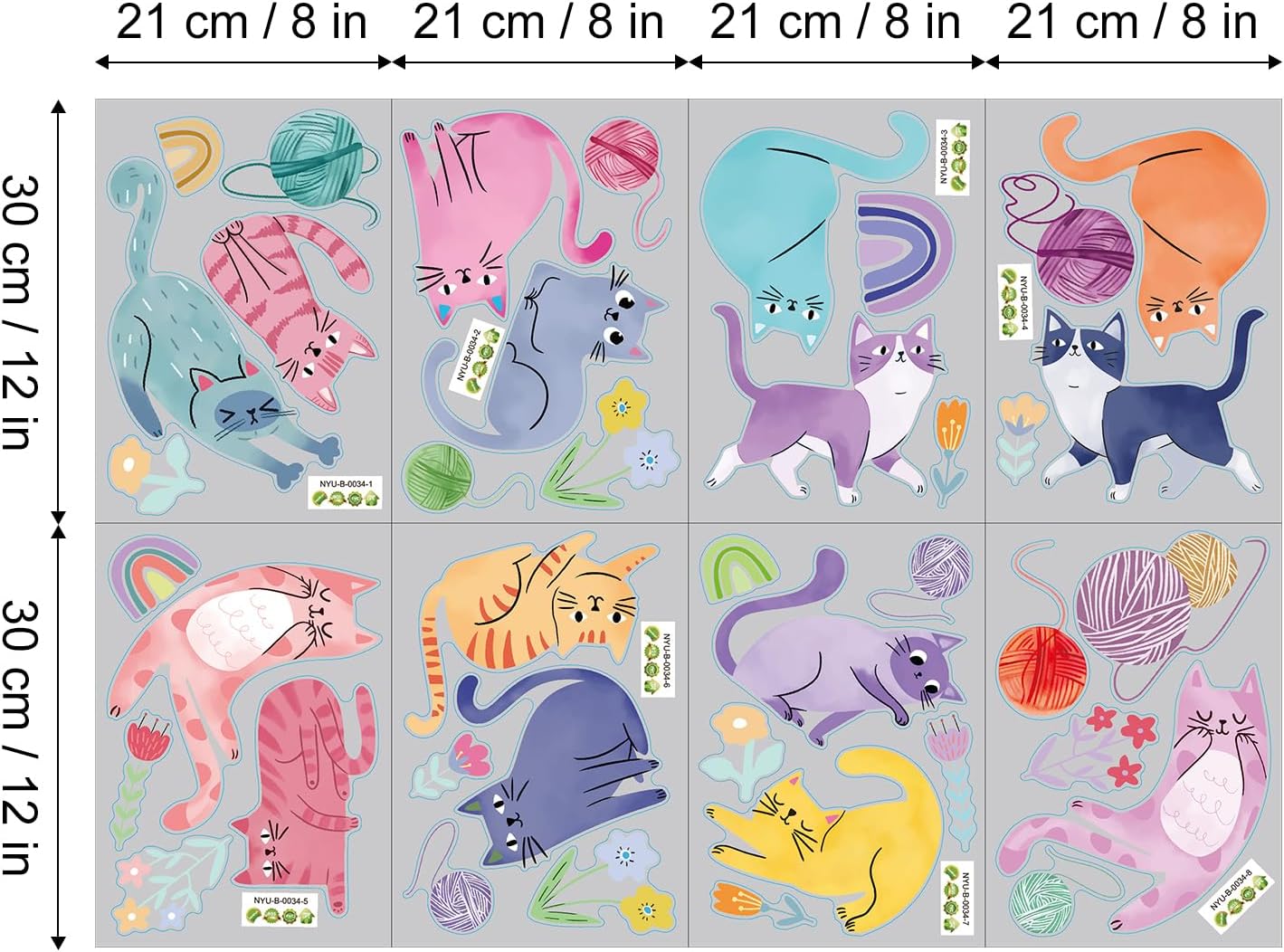 Colorful Cat Wall Stickers / Colorful Cats