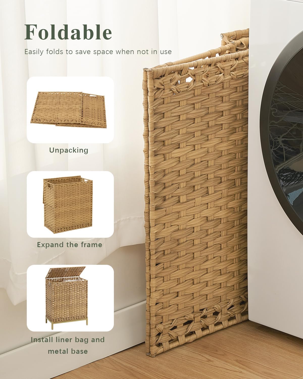 112 L Handwoven Rattan Wicker Laundry Basket / Natural / 112 L - 29.6 Gal