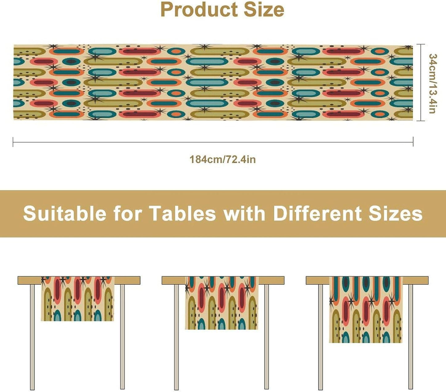 Mid Century Table Runner Treatments Geometric Minimalist Abstract Patterns Printed Linen Table Runner for Home Kitchen