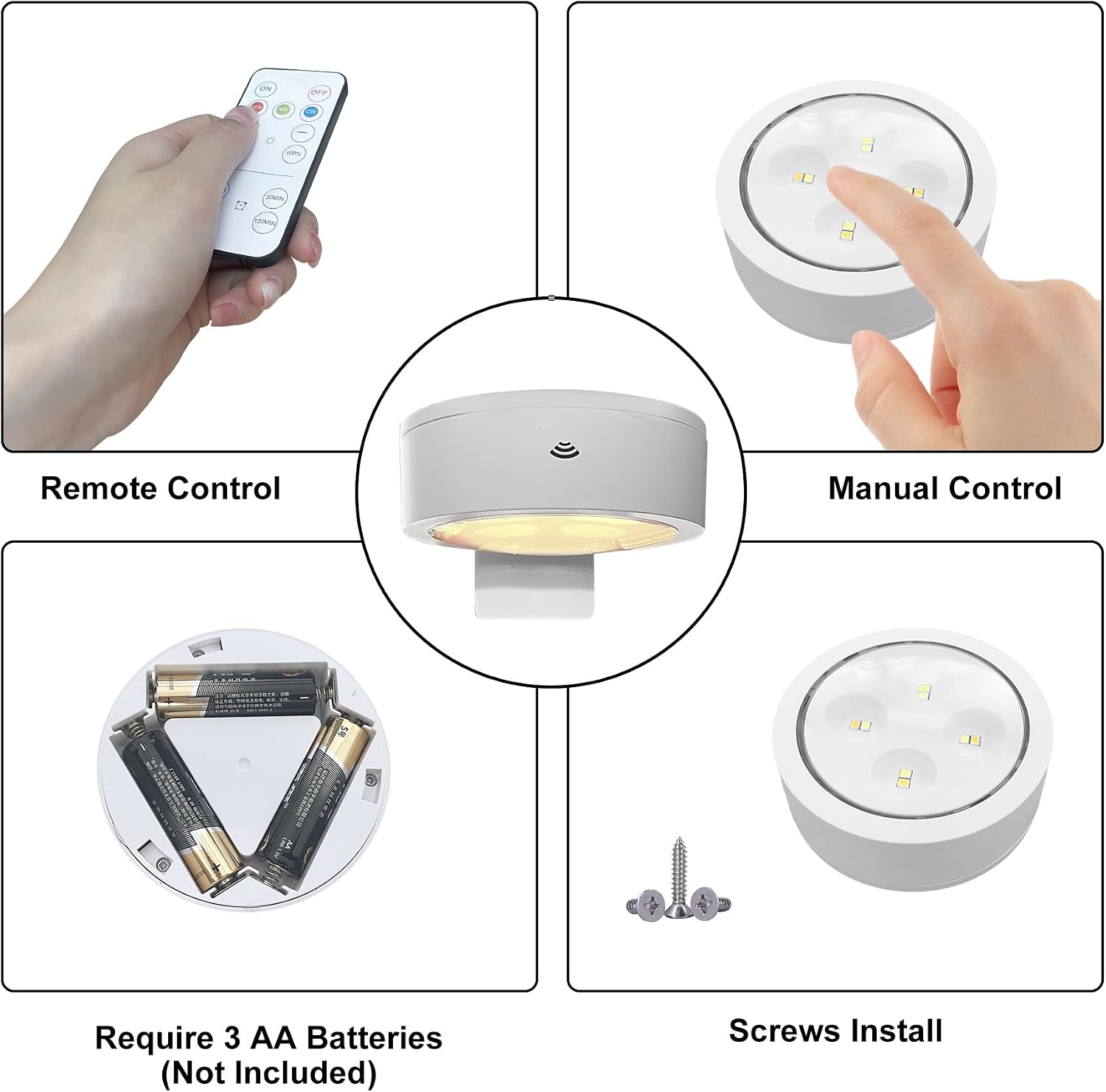 Xuolder Battery Operated Picture Lights Remote Wireless Magnetic Home Decor | 3-Pack Painting Light with 3 Lighting