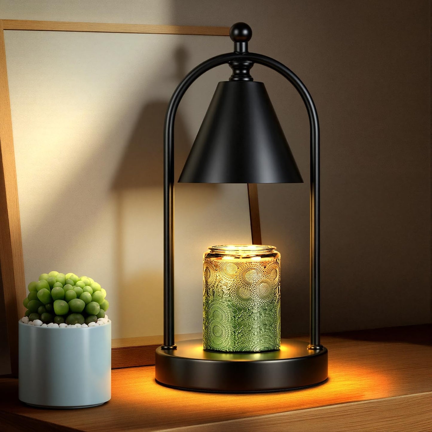 Candle Warmer Lamp with Timer, Electric Black Candle Warming Light for Bedroom, Dimmable Wax Melts Warmer for Home