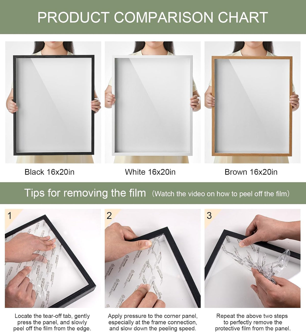 16x20 Large Shadow Box Frame with Thickened Acrylic Panel & Pins | With Linen Back, Deep 1.7" Black Shadow Box Display