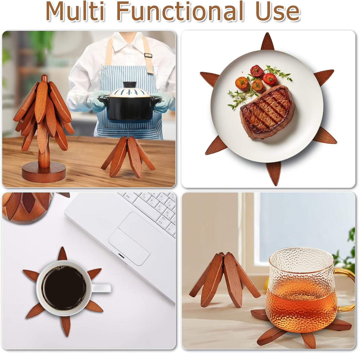 Wooden Trivets for Hot Dishes / 4 Piece-walnut