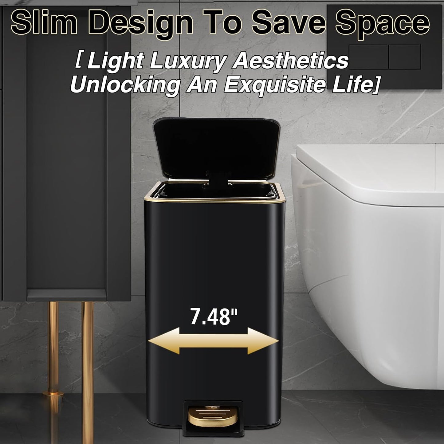 XLHOMO Black Bathroom Accessories 8 Piece Black and Gold Bathroom Set, Bathroom Accessories with Stainless Steel