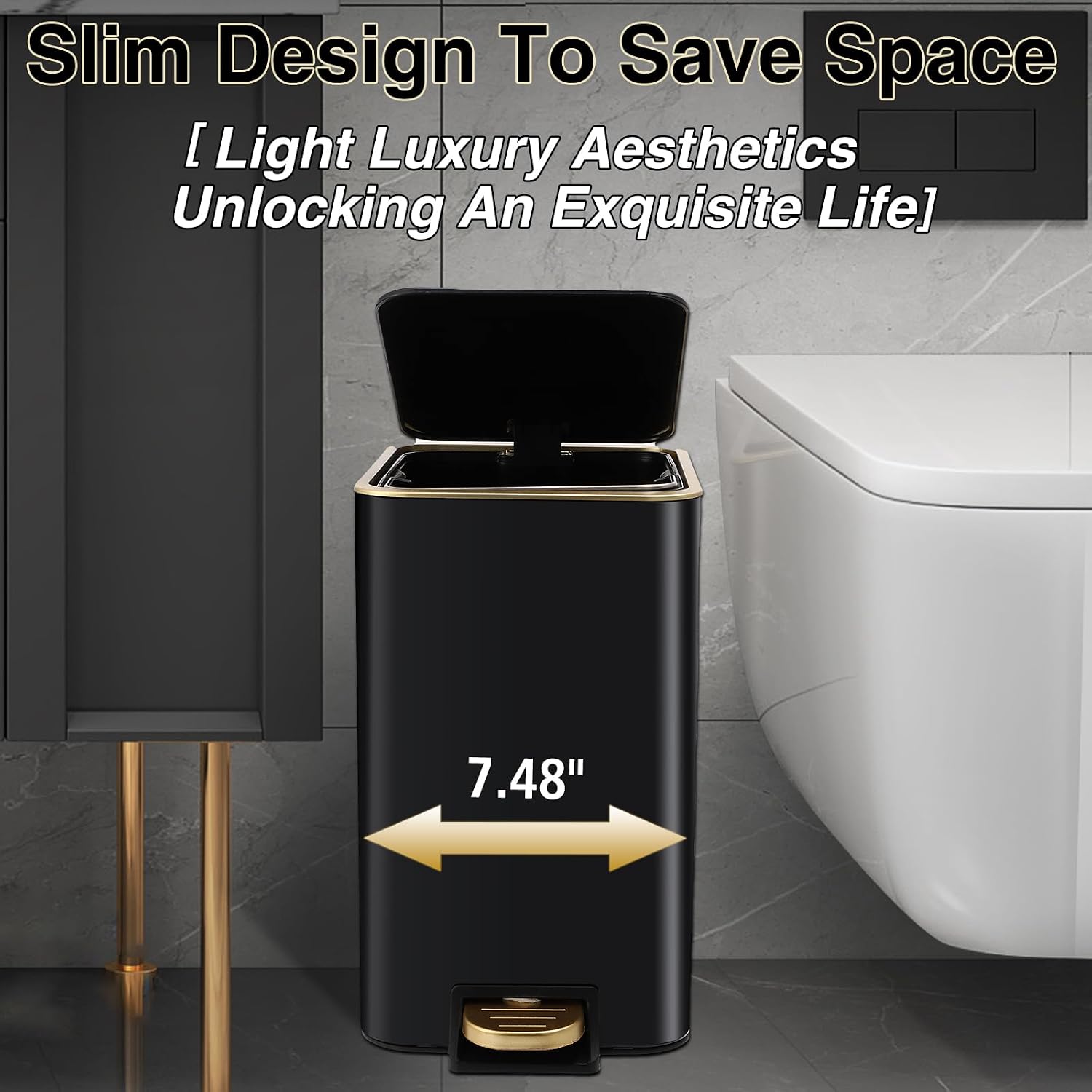 XLHOMO Black Bathroom Accessories 8 Piece Black and Gold Bathroom Set, Bathroom Accessories with Stainless Steel