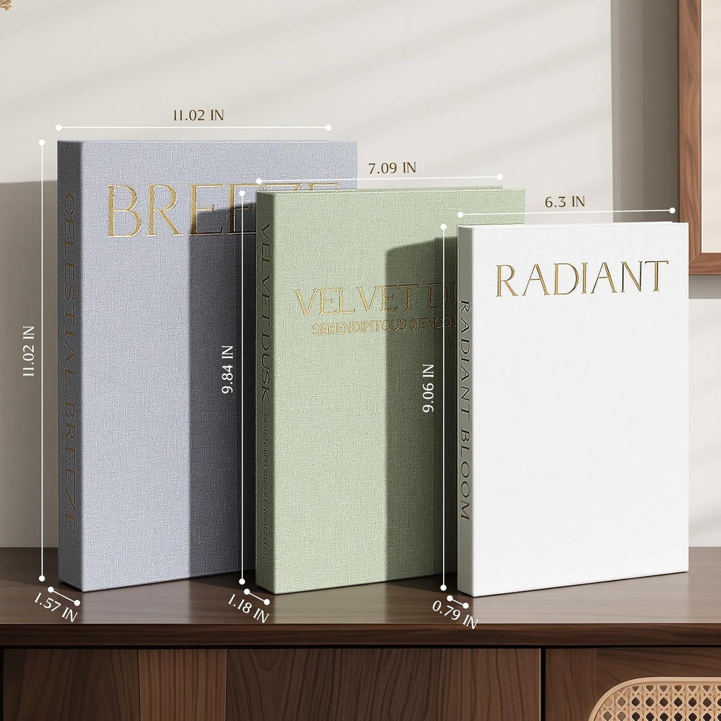 Linen Faux Book Boxes / Set of 3