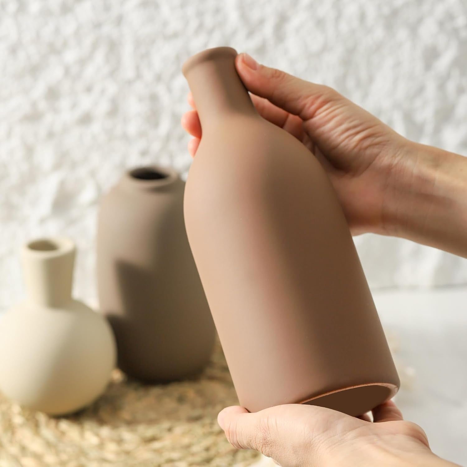 Ceramic Vases / 006-brown / Set of 3