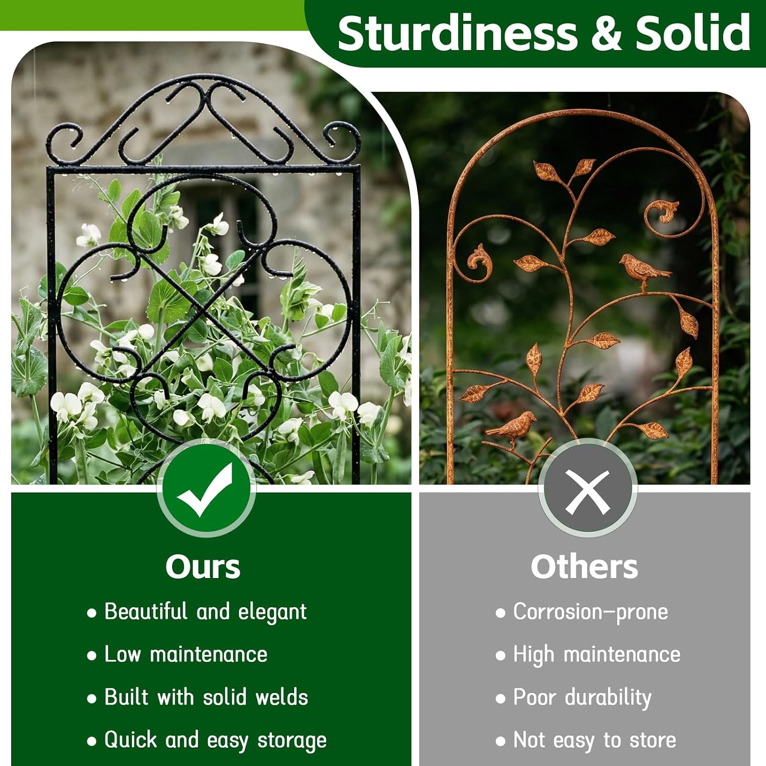 4 Pack 48" x 12.5" Metal Trellis for Potted Plants and Planters | Garden Trellis for Climbing Plants,Rust-Resistant