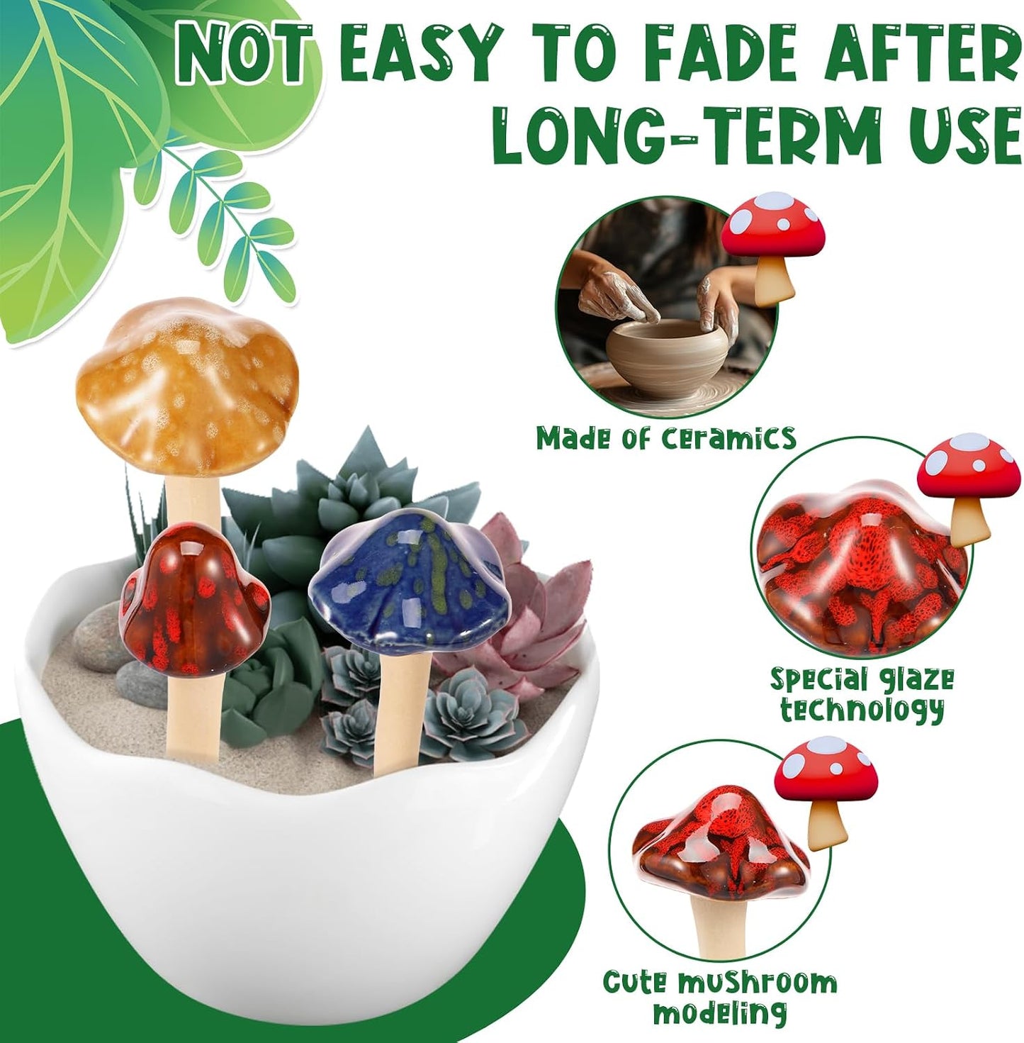 Ceramic Garden Mushrooms / Set of 16