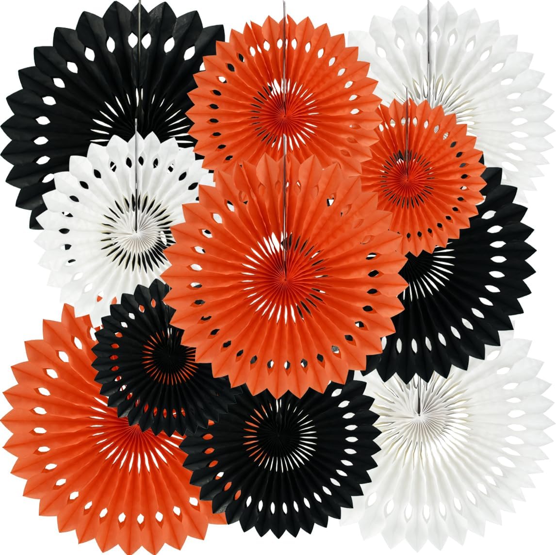 BEISHIDA Honeycomb Round Paper Fans Black Orange Hanging Party Decoration