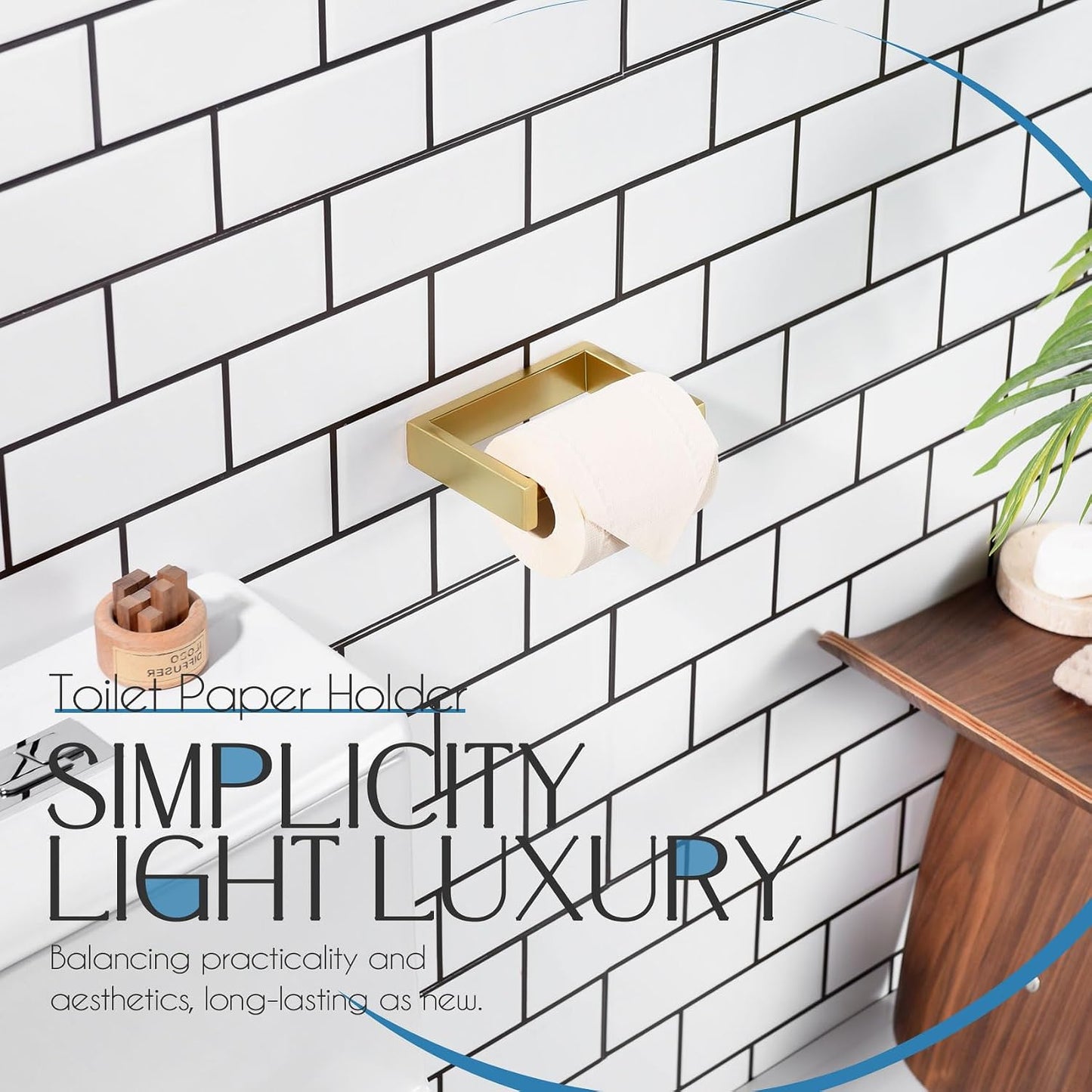 KOKOSIRI Toilet Paper Holder Spring Loaded Bathroom Toilet Roll Holder Wall Mount Stainless Steel Brushed Gold B2011BG