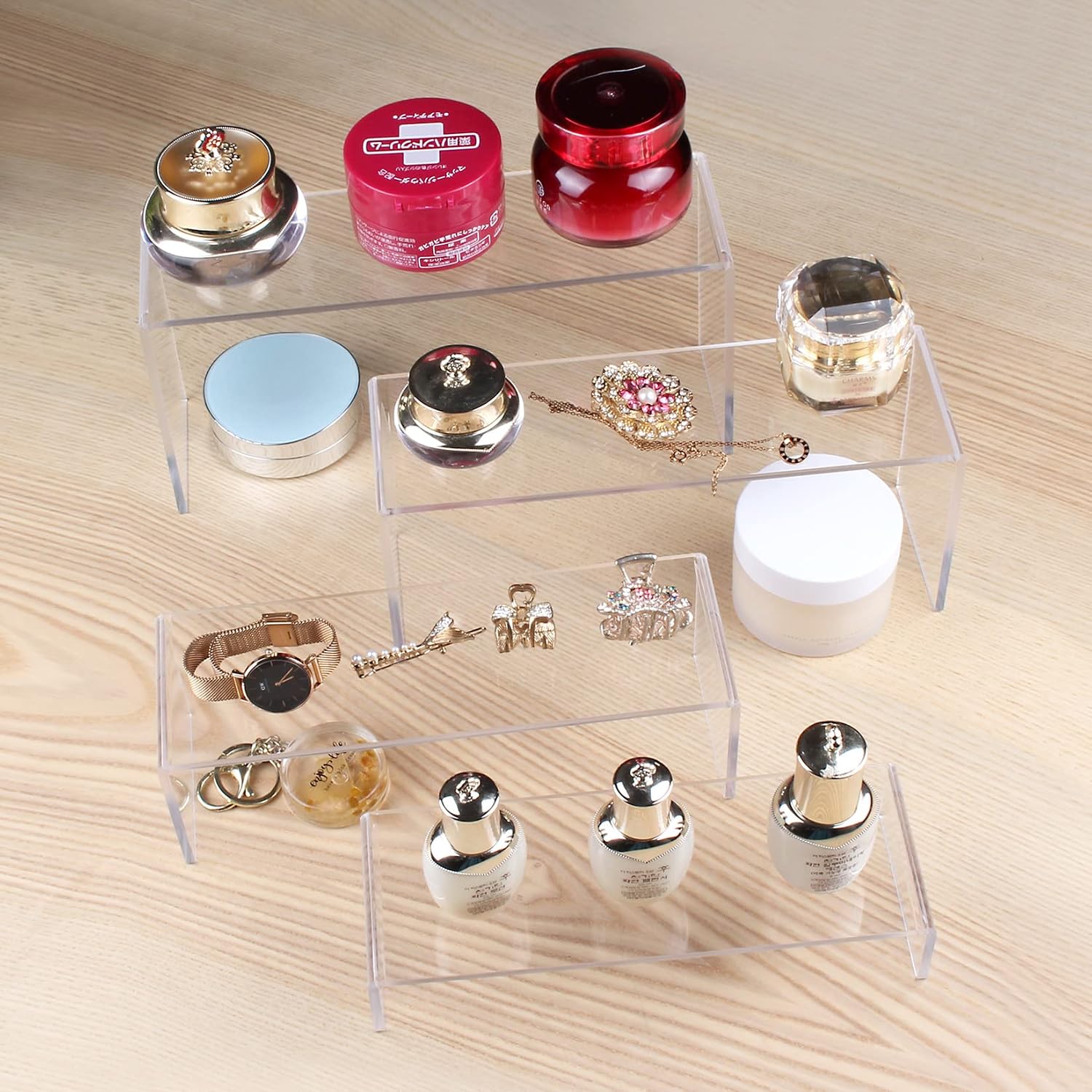 3 Tier Acrylic Riser Display Shelf Cupcake Stand for Amiibo Funko POP Figures / Clear