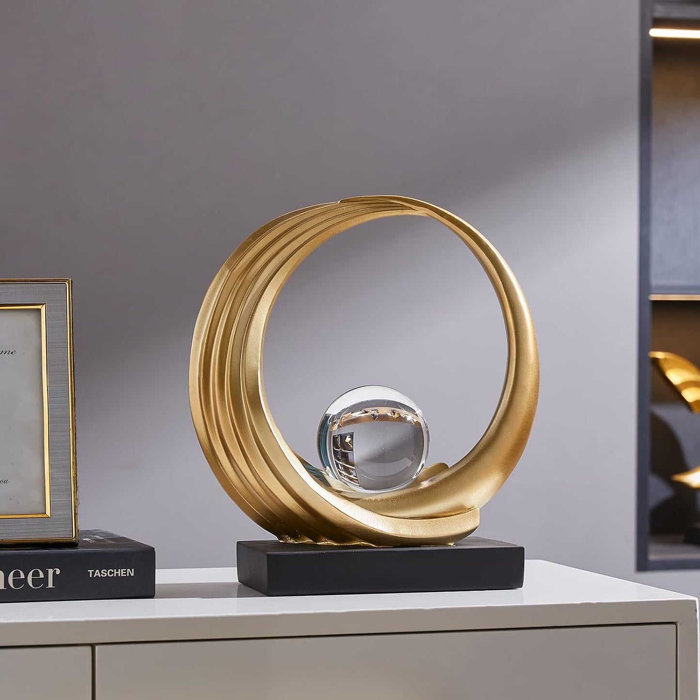 Golden Wave Resin Origami Statue Modern Abstract Home Decoration Emphasizes Abstract Office Desk / A