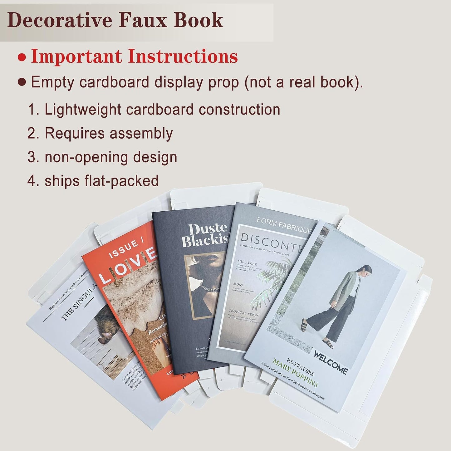 Decorative Faux Books Set / White&orange-medium / Set of 5