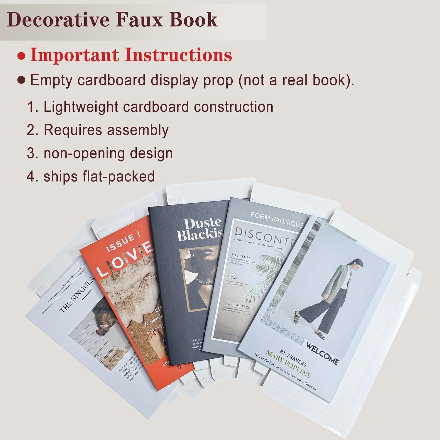 Decorative Faux Books Set / White&orange-medium / Set of 5