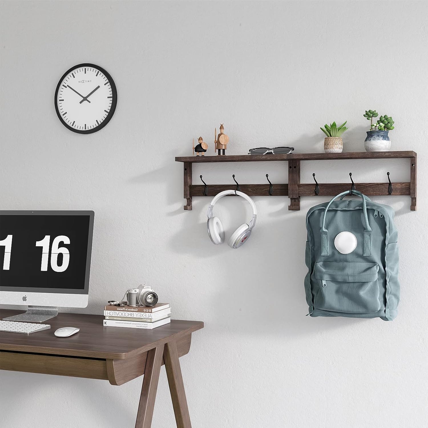 Wood Rack Wall-Mounted / 31.6 Inch / Brown / 31.5 Inch