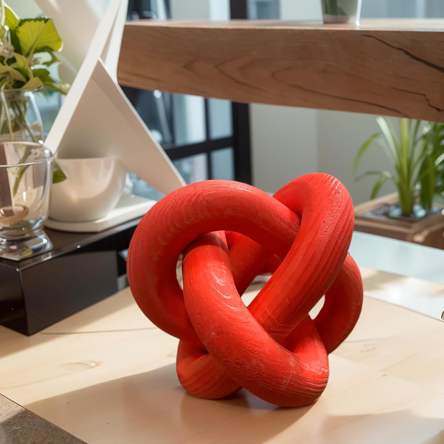 Wood Knot Chain Link Decor / Red