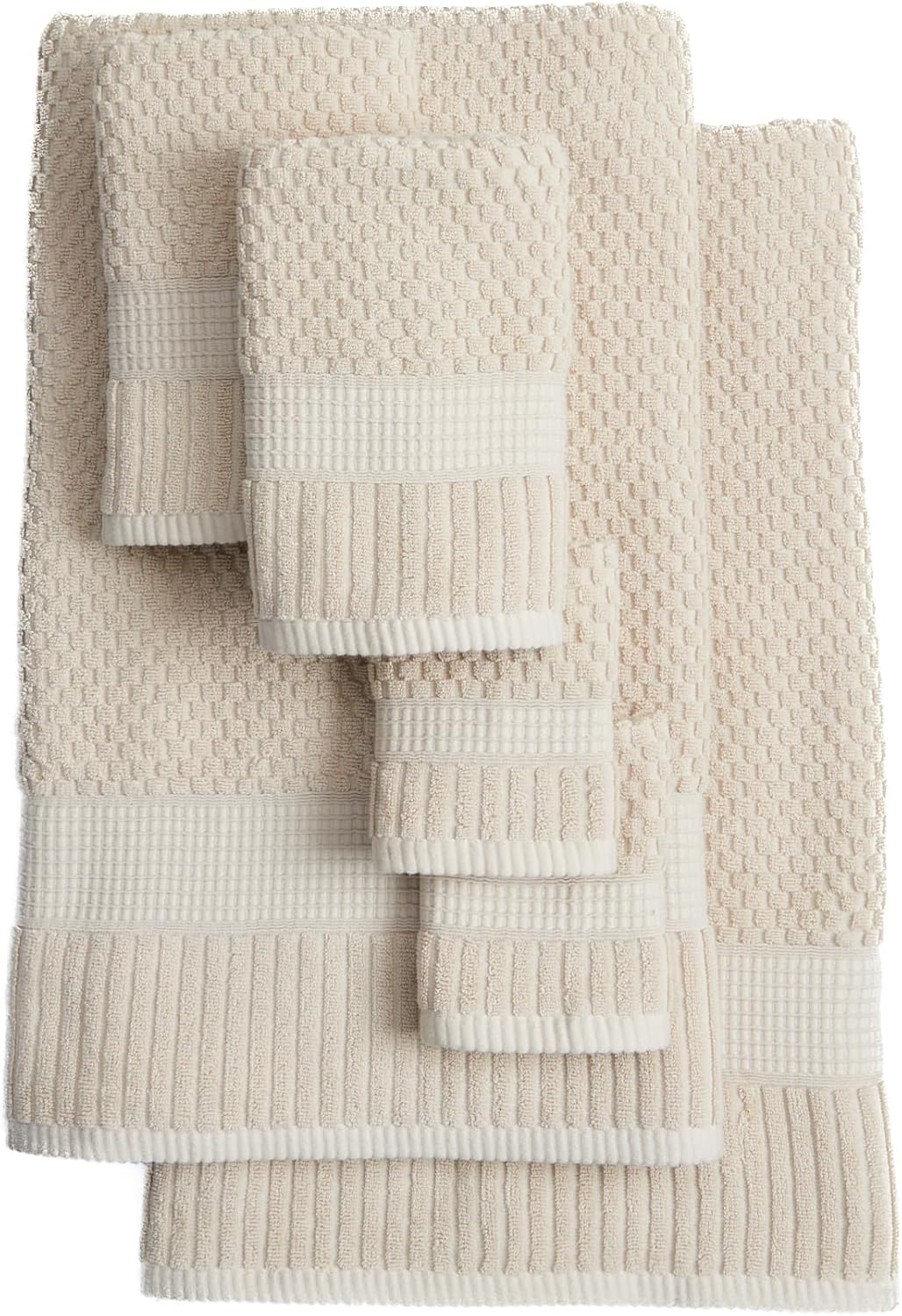 NY Loft 6-Piece Cotton Towel Set - Super Soft & Absorbent, Quick-Dry, Sand Color, OEKO-TEX Certified, Machine Washable