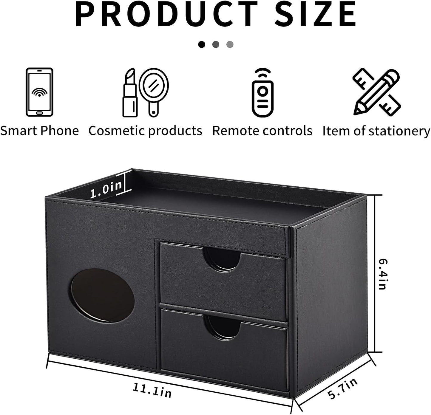 Storage Tray / Tissue Box Holder / Black