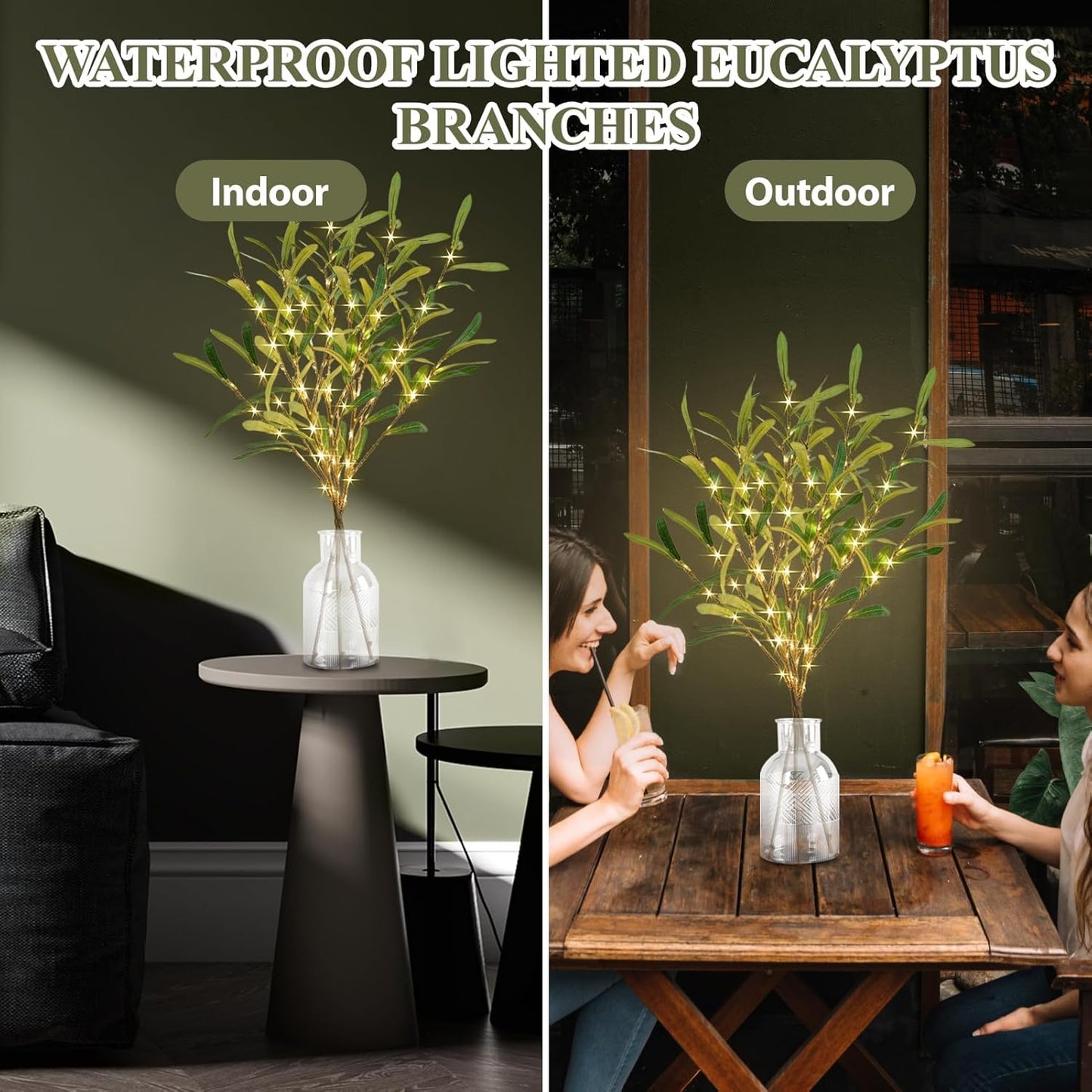 Battery Operated Lights / Olive / 33 Inch