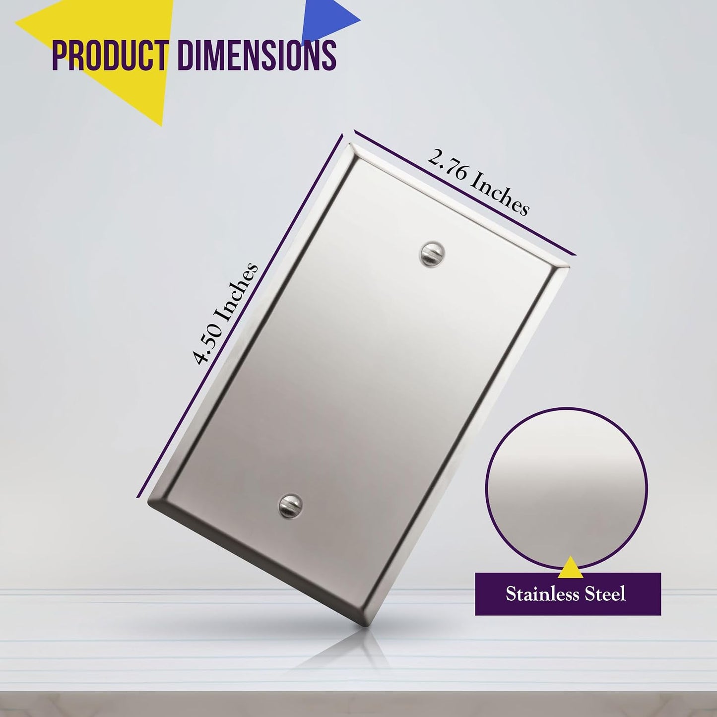ENERLITES Blank Device Metal Wall Plate, Stainless Steel 201, Corrosion Resistant, Size 1-Gang 4.50" x 2.76"