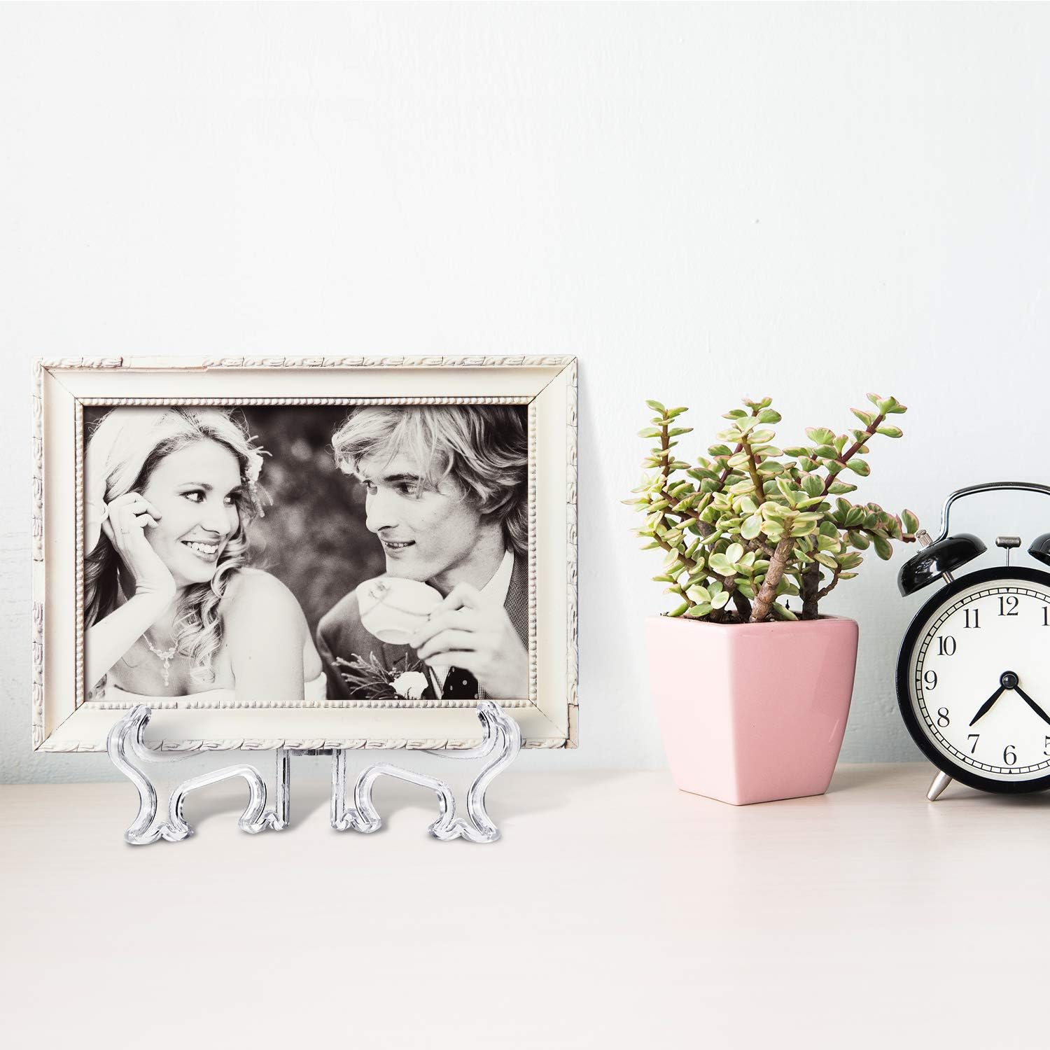 Plastic Easel Plate Stands Holders for Display 3/4/5/ Picture Frame / Clear / 6 Inch / Set of 24