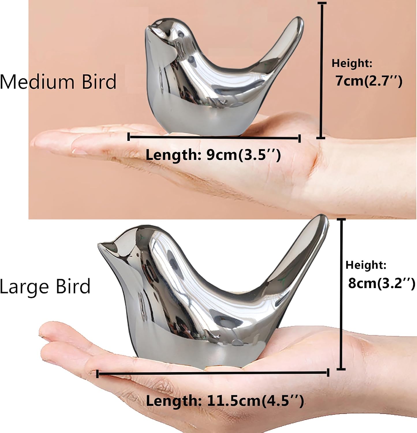 Small Birds Statues Gold Home Decor Modern Style Figurine Decorative / Medium & Large / Silver