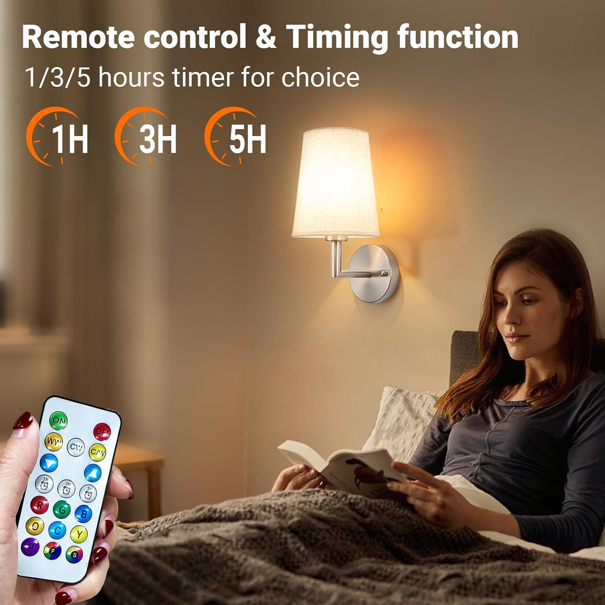 Wall Sconce Battery Operated Wall Light Fixure with Remote Control, Dimmable Battery Operated Wall Sconces Set Of Two