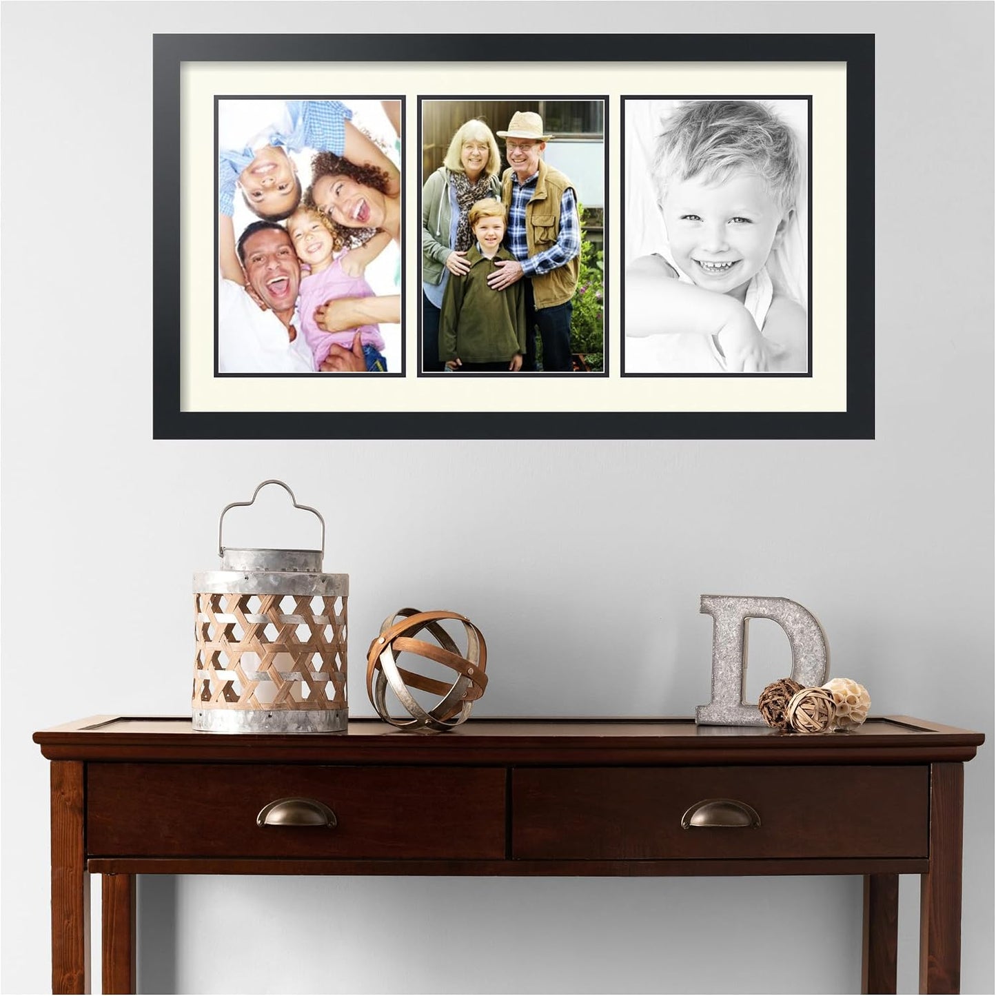 ArtToFrames Collage Picture Frame 3 Opening 3-8x12 Photo Frame | Made in USA | Black Frame Brilliant White and Black