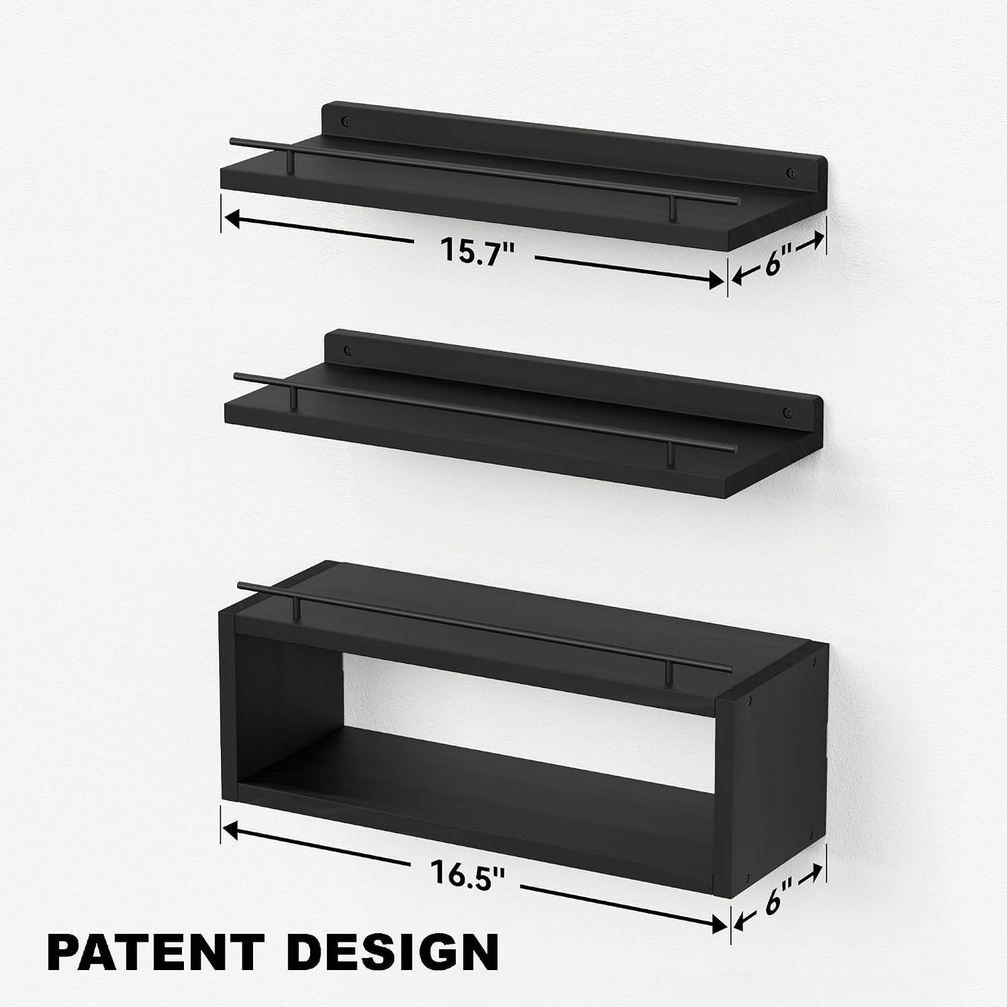 Floating Shelves for Wall with Cube Shelf, Wall Shelves with Metal Rail for Bathroom Decor, Bathroom Organizers and