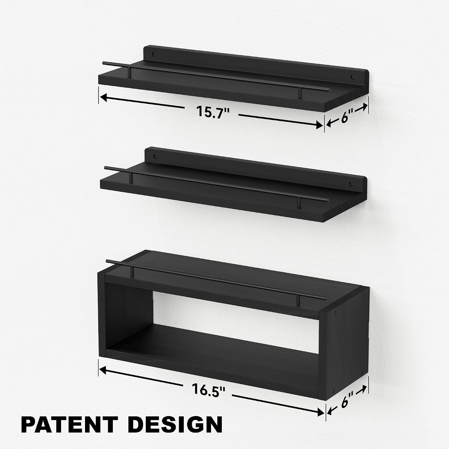 Floating Shelves for Wall with Cube Shelf, Wall Shelves with Metal Rail for Bathroom Decor, Bathroom Organizers and