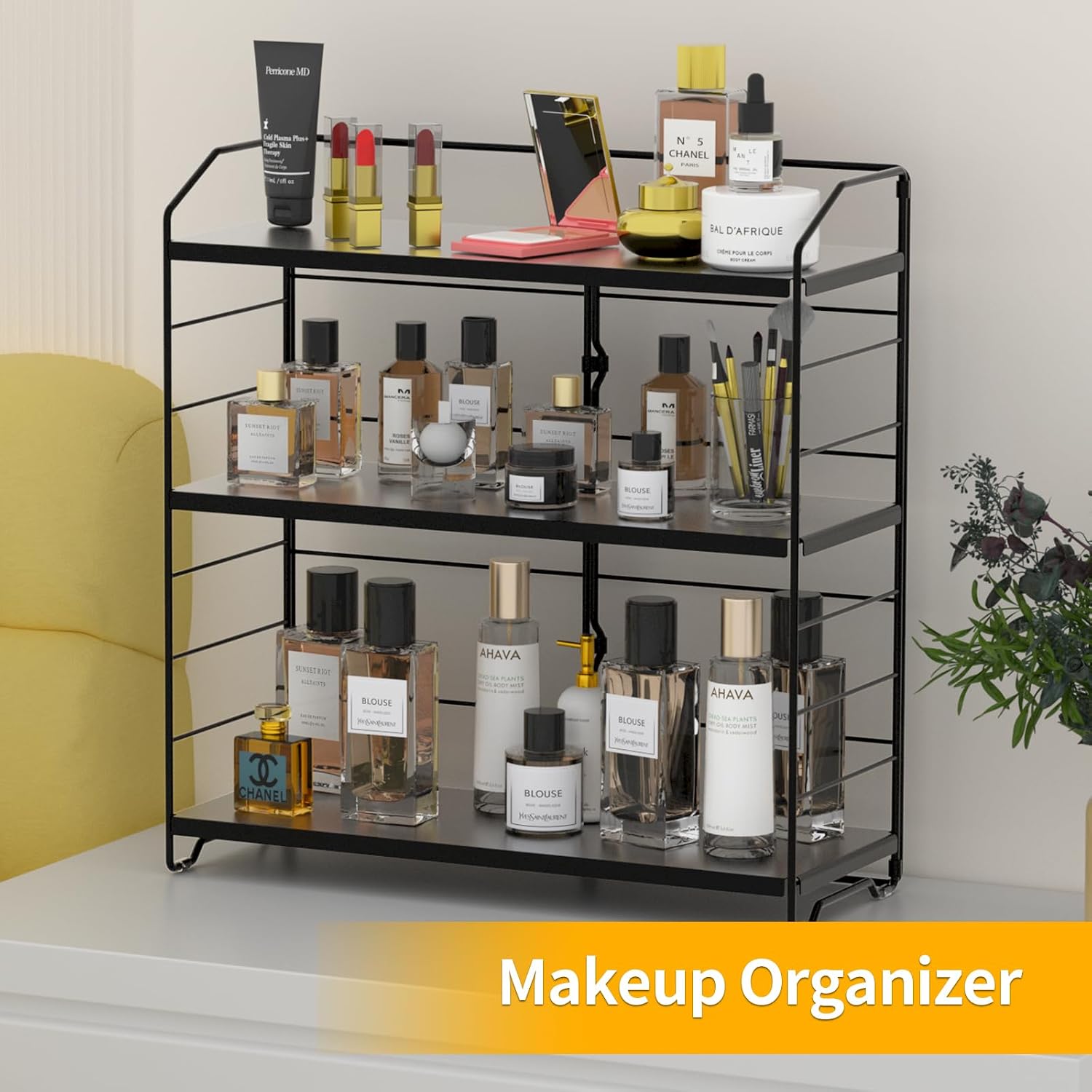 BOIVSHI Bathroom Countertop Organizer, 3-Tier Bathroom Counter Organizer, 8-Levels Height Adjustable, Bathroom