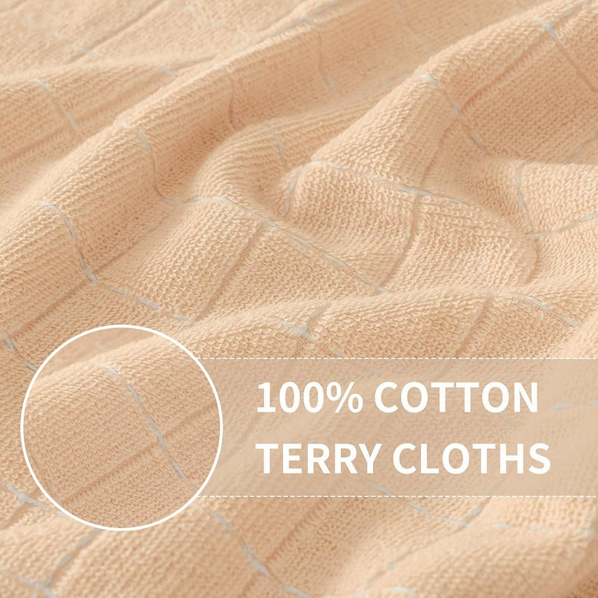 Homaxy Kitchen Towels and Dishcloths Set, Set of 16, Apricot | Bulk Cotton Terry Kitchen Towels, Checkered Designed