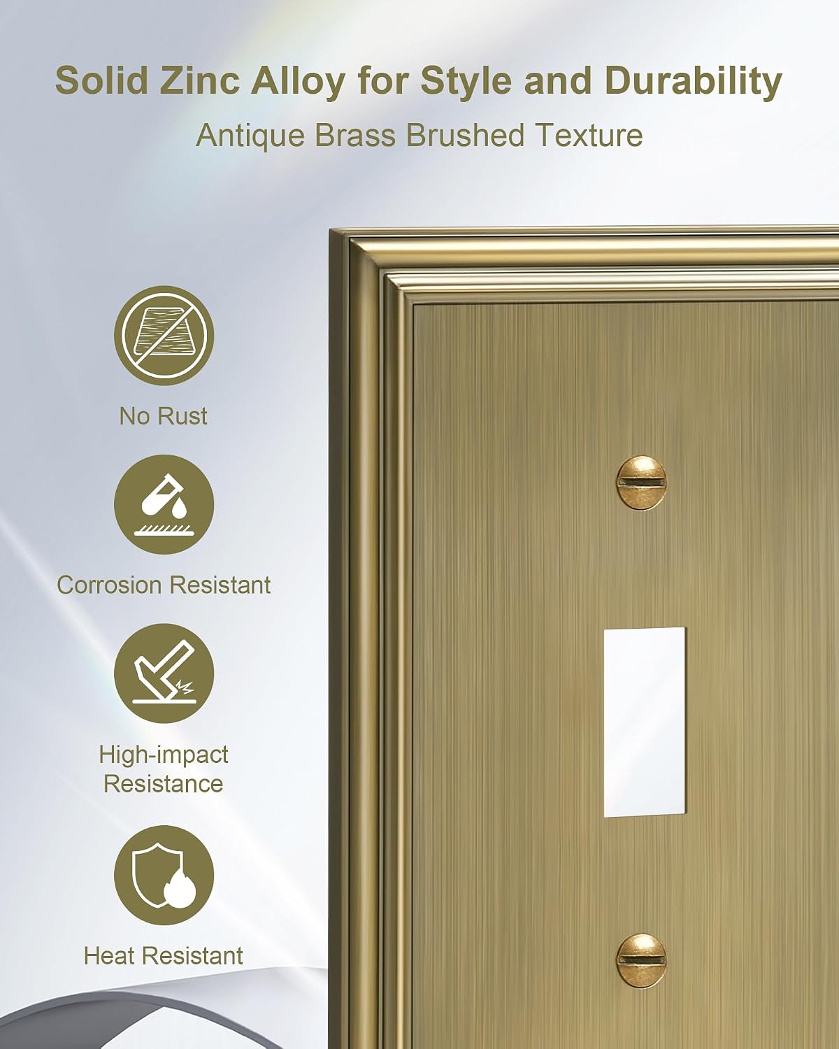 6-Pack Zinc Alloy Single Toggle Light Switch Cover Plate, Solid Wall Plate | Decorative Switch Plate Covers, Durable 1