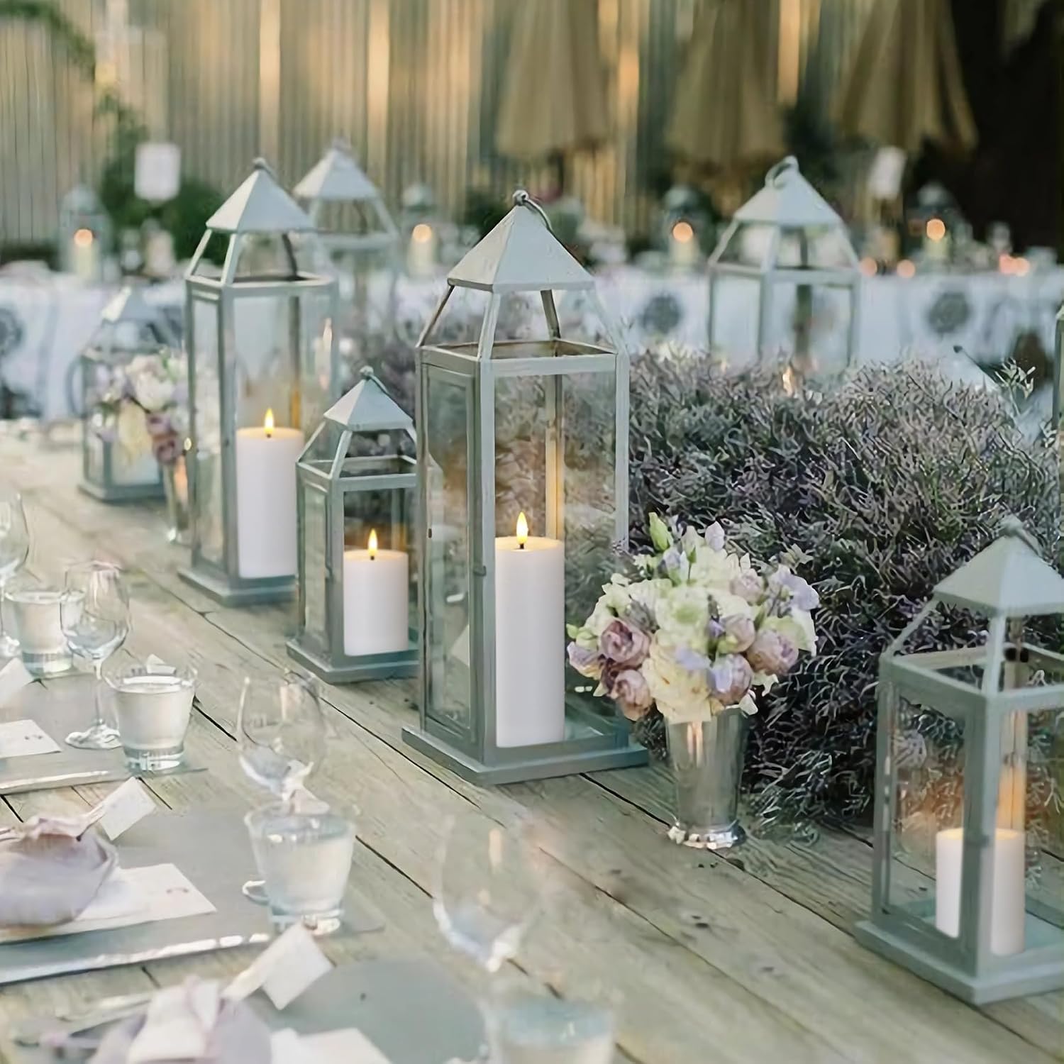 Outdoor 4pcs Flameless Waterproof Candles with Handy Remote Control, Cycle Timer Battery Operated Candle Grease Effect
