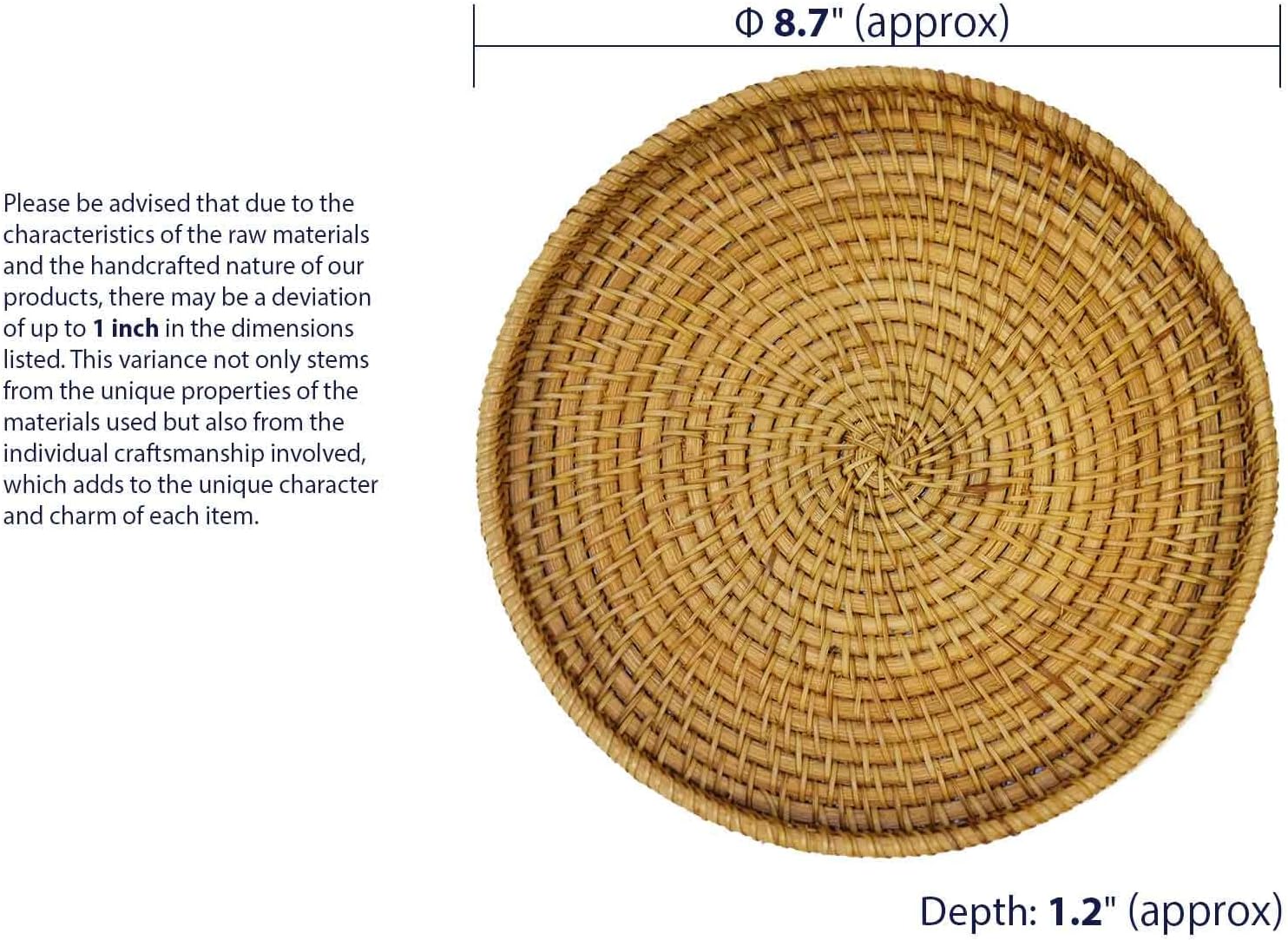 Hand Woven Rattan Serving Basket / 8.7 / 8.66 Inch