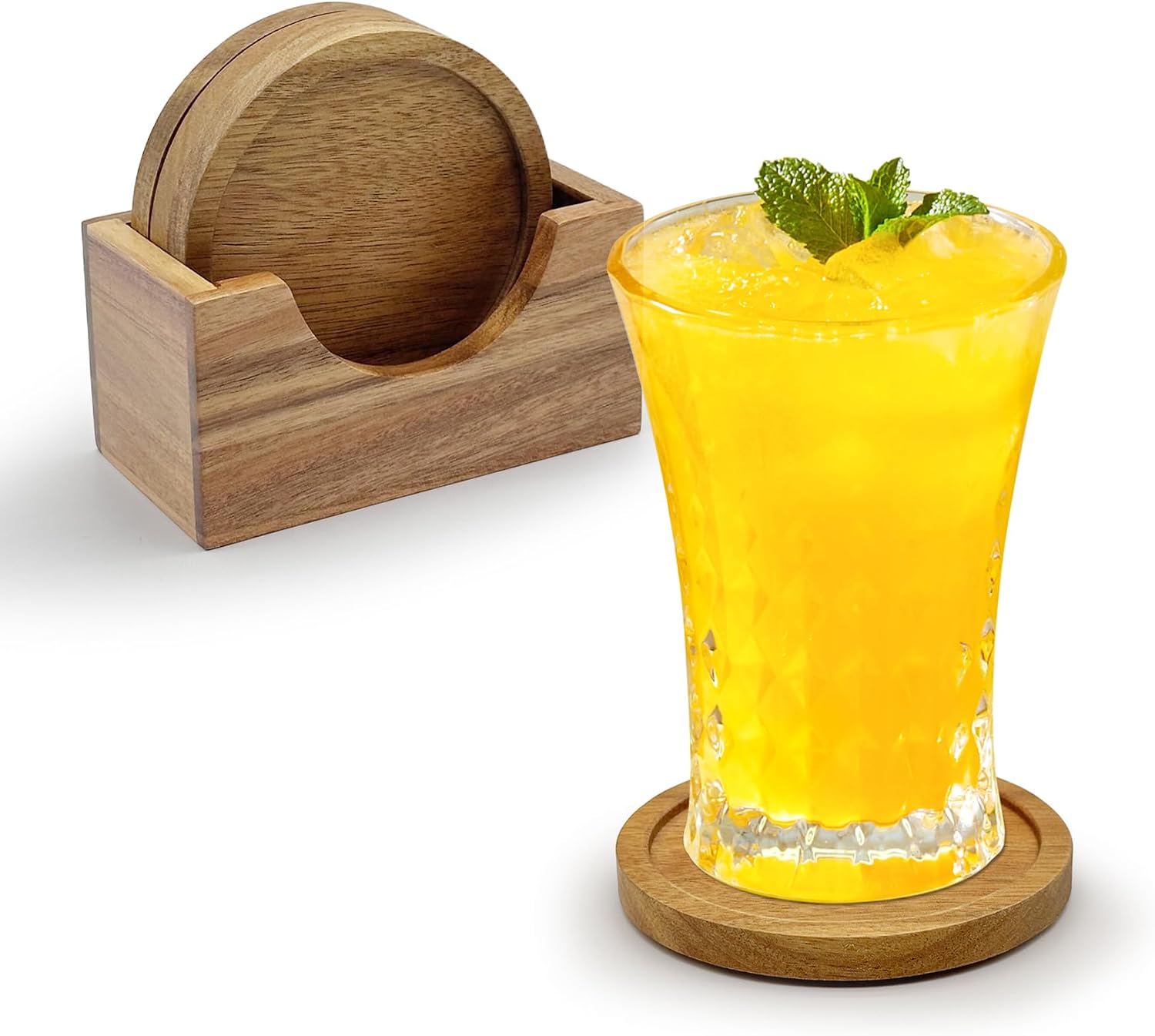 Holder / Acacia Wood Coaster / Set of 4