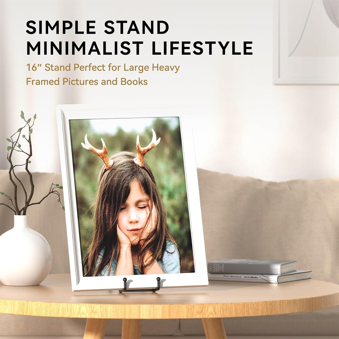 IPAME 16 Inch Heavy Duty Plate Stand (2 Pack) - Metal Display Easel for Large Plates, Picture Frames, Signs, Posters