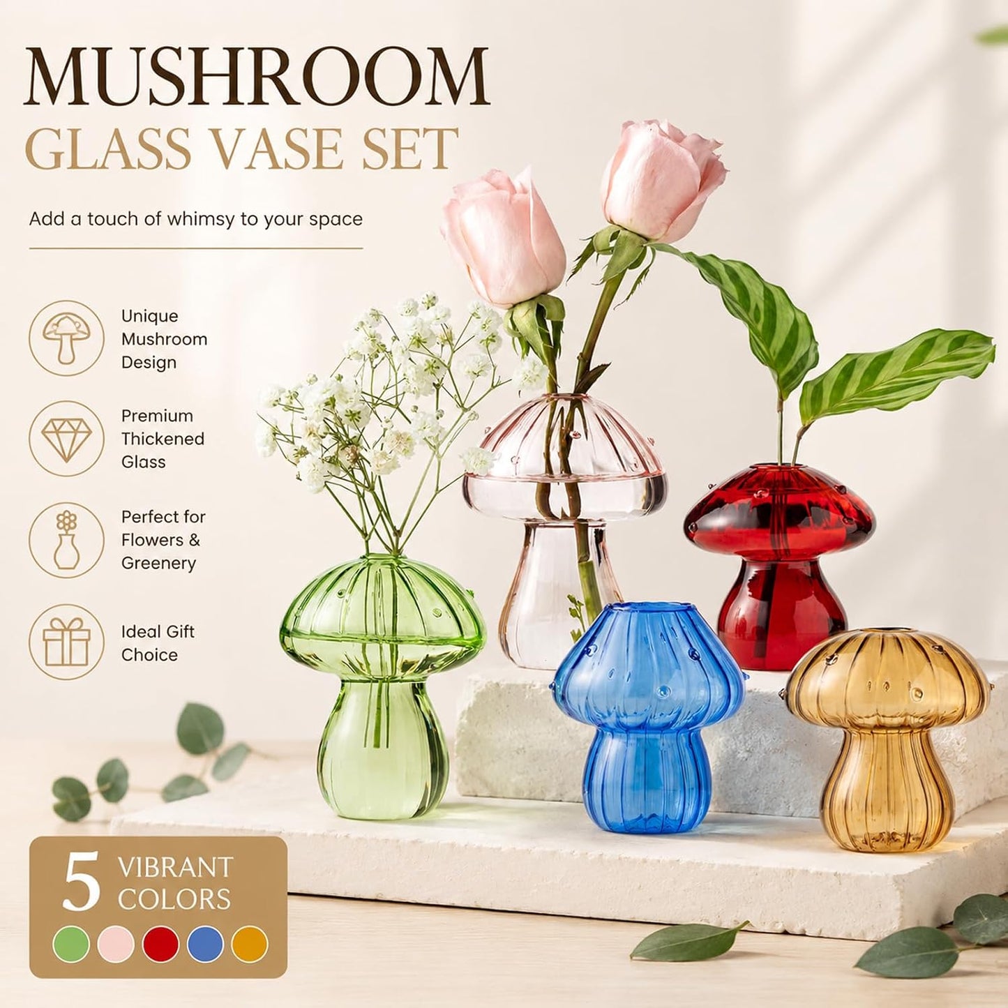 Mushroom Vases / Mushroom Propagation Vase / Set of 5