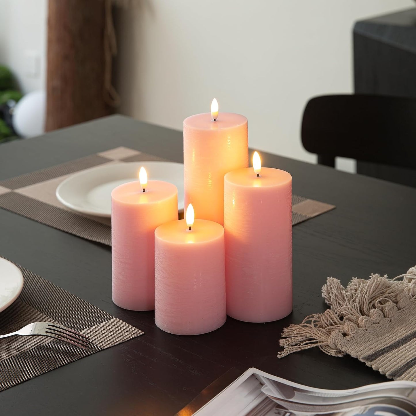 LUSHARBOR Flameless Candles, 4 Pack Battery Operated Candles with Remote, Real Wax LED Fake Candles with Timer