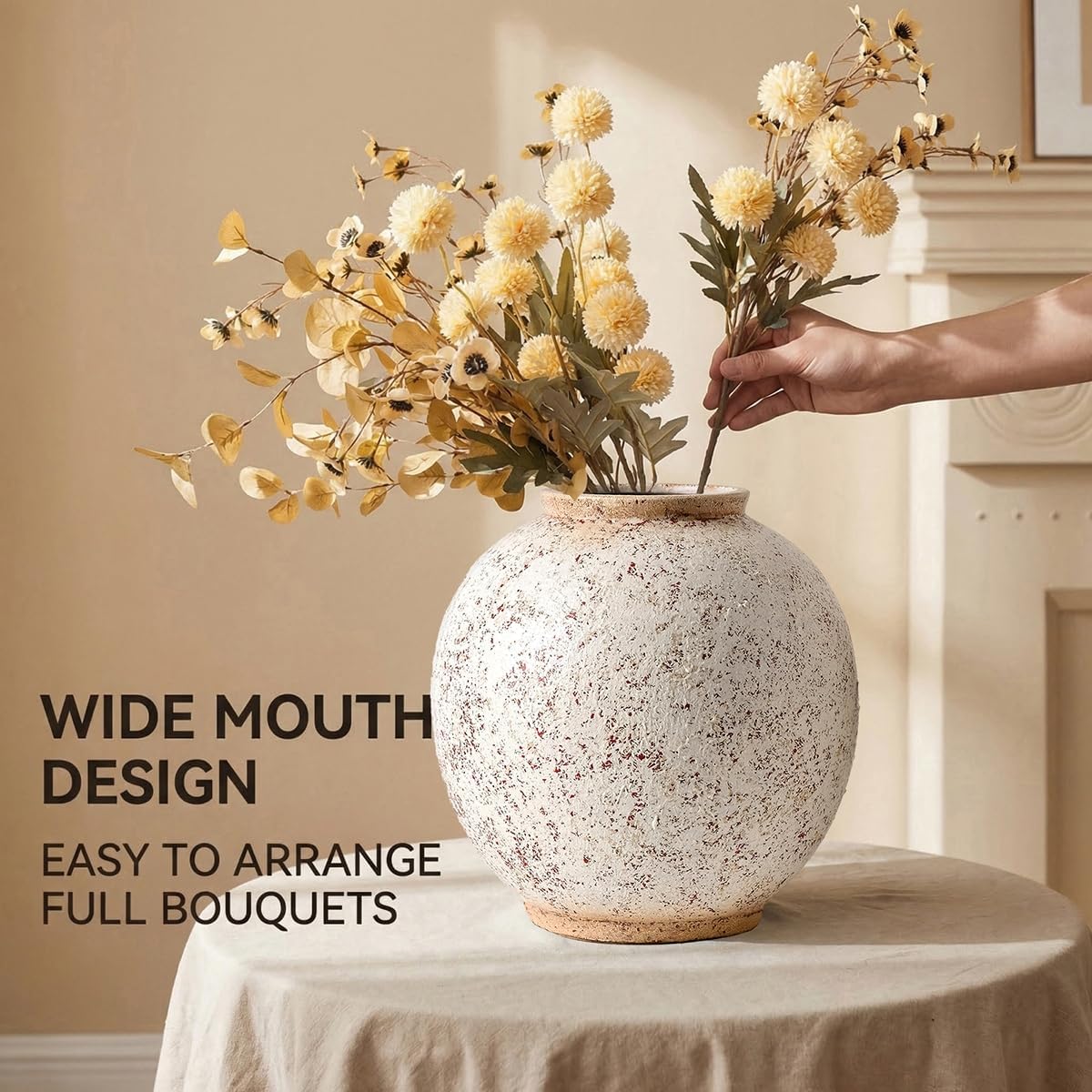 Large Ceramic Vase / 10.8"-oval / Retro-10.8 / Red