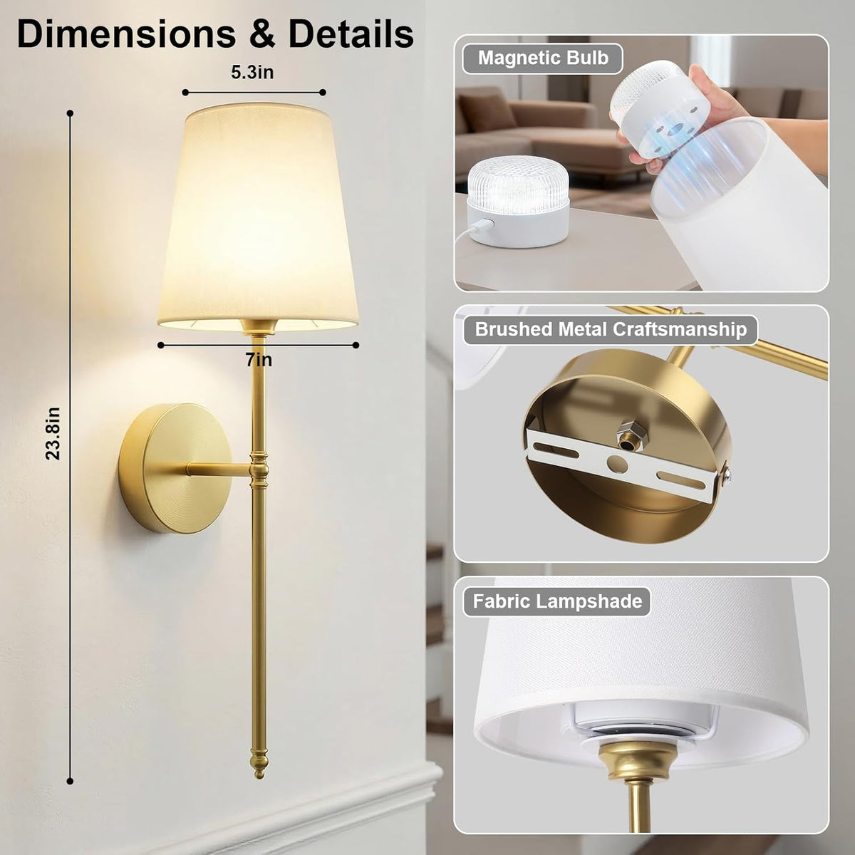 Wall Sconces Set of Two, Battery Operated Rechargeable Wireless Sconces Wall Decor with Remote, RGB Dimmable Wall Lamp